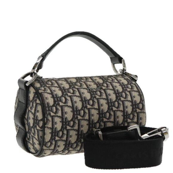 Christian Dior Trotter Canvas Oblique Shoulder Bag Blue Auth hk1747V - Picture 1 of 15